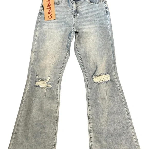 Light Wash High-Rise Distressed Flare Jeans - Women - Picture 6 of 11